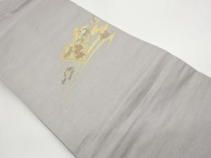 流水に冊子・草花模様織出し名古屋帯